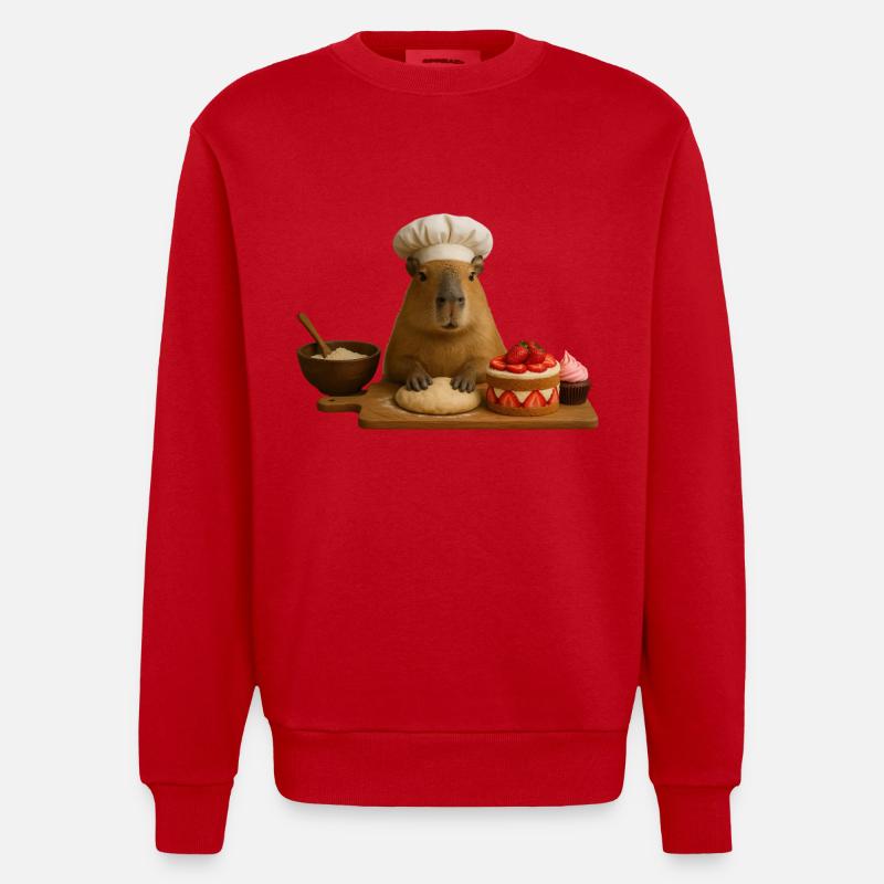 Cuisson du capybara - Sweat bio épais oversize fabriqué en UE - rouge