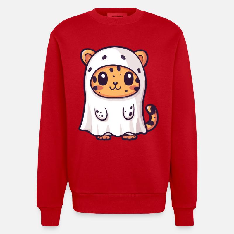 Leopard Halloween Comic Geist - Heavyweight Oversized Organic Crew Neck Made in EU - Rot