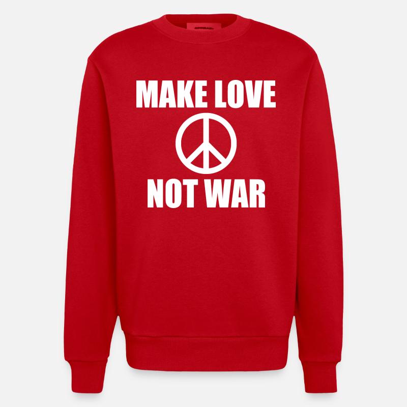 Make love not war - Sweat bio épais oversize fabriqué en UE - rouge