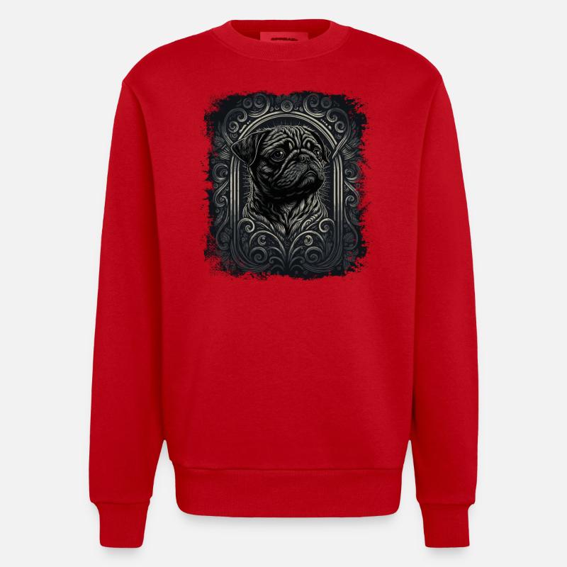 Kleiner Mops - Heavyweight Oversized Organic Crew Neck Made in EU - Rot