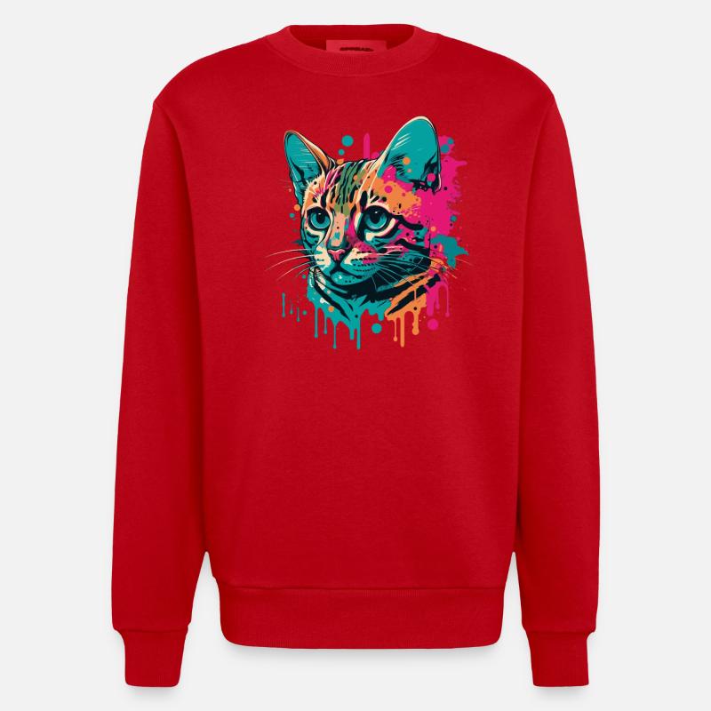 Coole Katze - Heavyweight Oversized Organic Crew Neck Made in EU - Rot