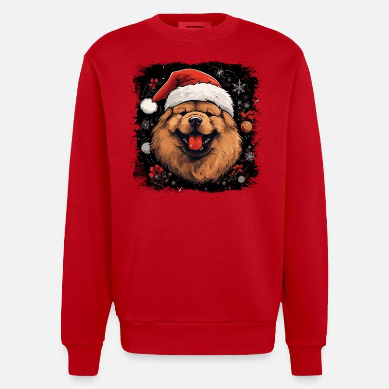 Père Noël Chow Chow - Sweat bio épais oversize fabriqué en UE - rouge