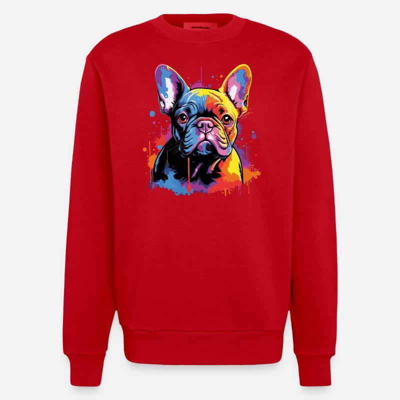 Bouledogue français mignon - Sweat bio épais oversize fabriqué en UE - rouge