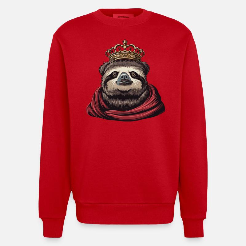 Cool Sloth King - Heavyweight Oversized Organic Crew Neck Made in EU - red