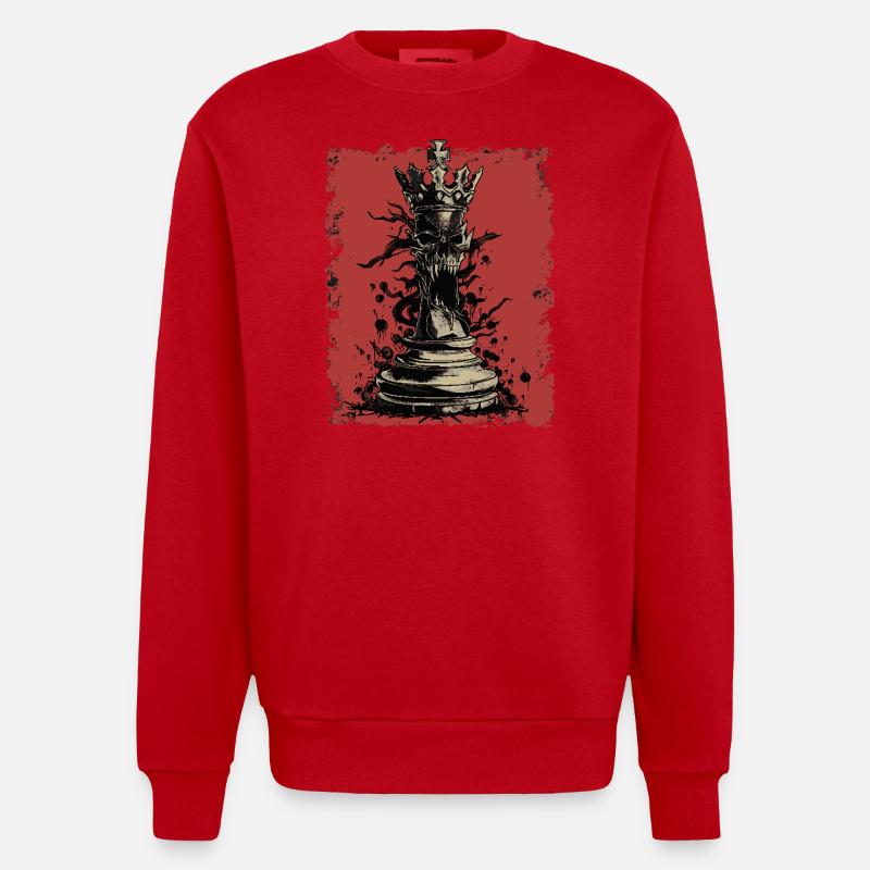 King Chess - Heavyweight Oversized Organic Crew Neck Made in EU - red