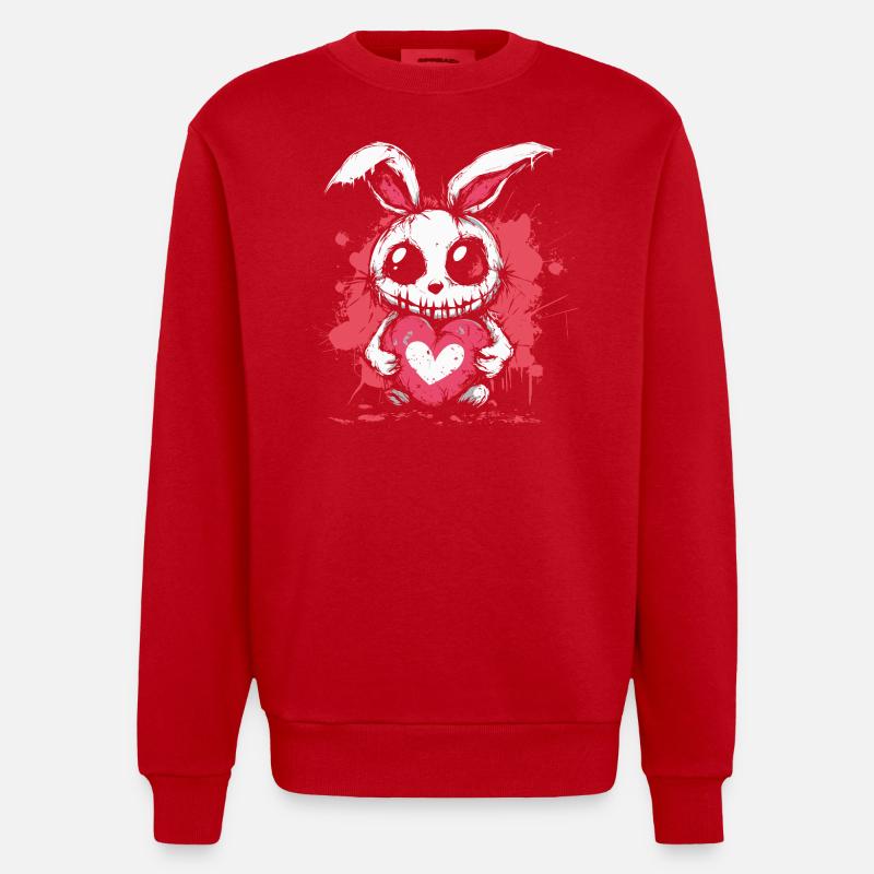 Mignon lapin effrayant - Sweat bio épais oversize fabriqué en UE - rouge