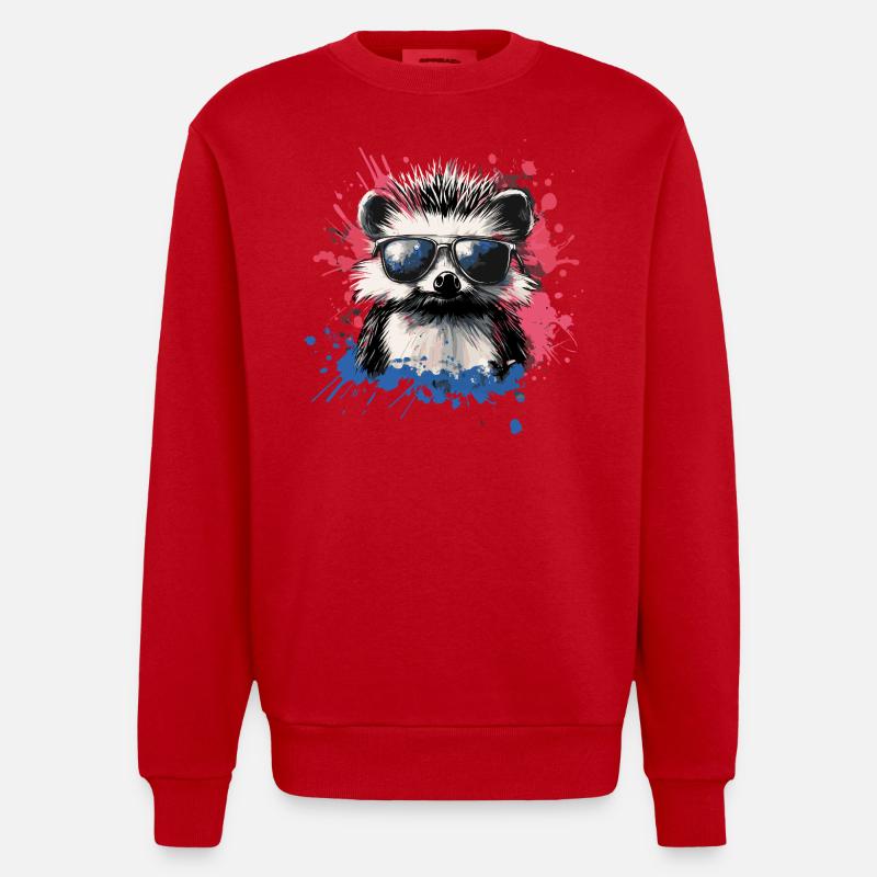 Lustiger Igel mit Sonnenbrille - Heavyweight Oversized Organic Crew Neck Made in EU - Rot