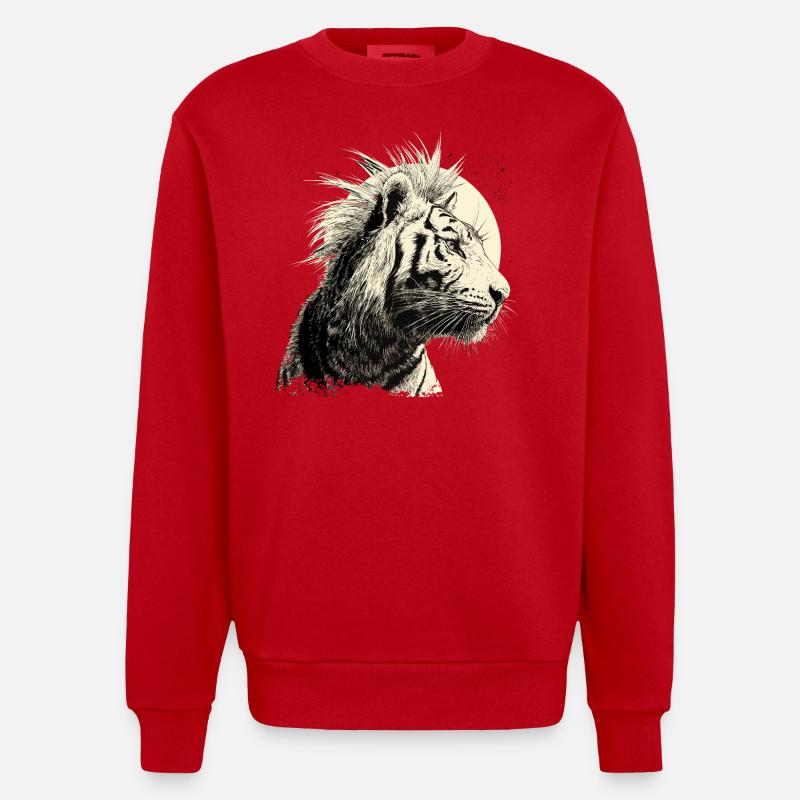 Tigerpunk - Sweat bio épais oversize fabriqué en UE - rouge