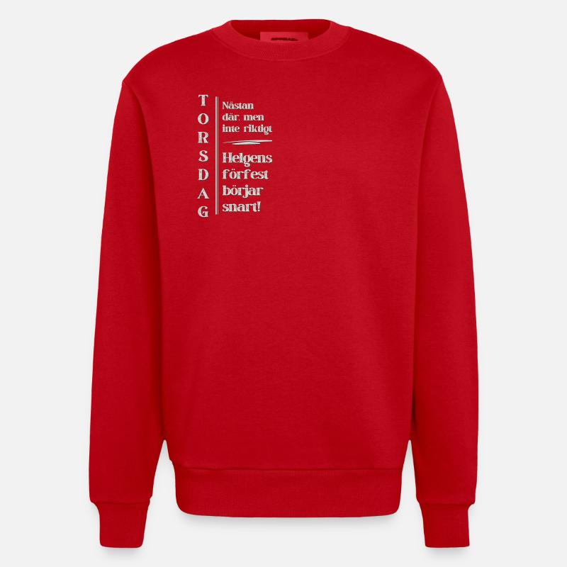 Jeudi – J’y suis presque ! - Sweat bio épais oversize fabriqué en UE - rouge