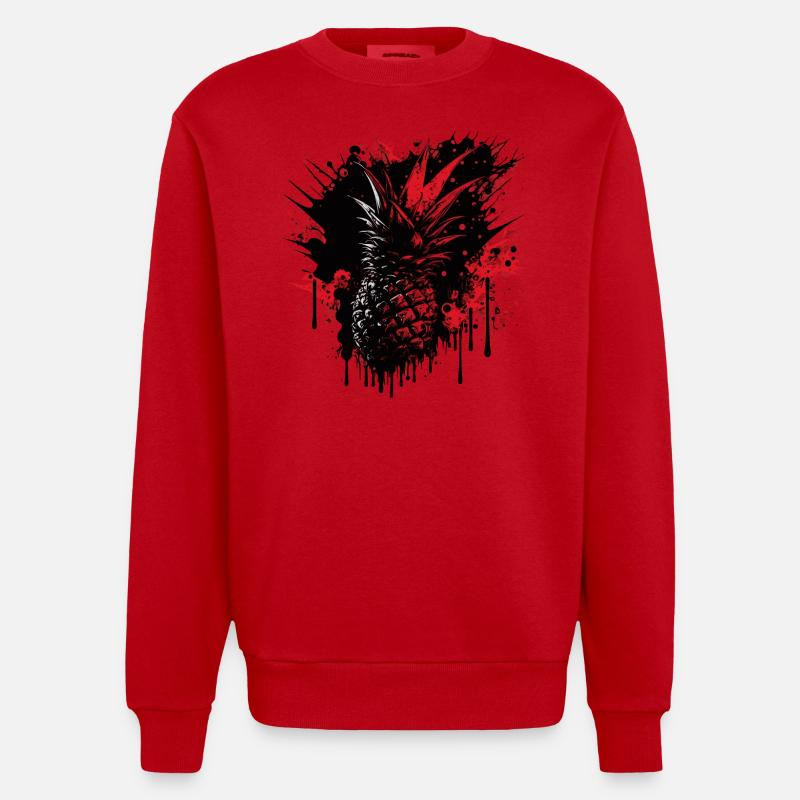 Pineapple Fruit - Heavyweight Oversized Organic Crew Neck Made in EU - red