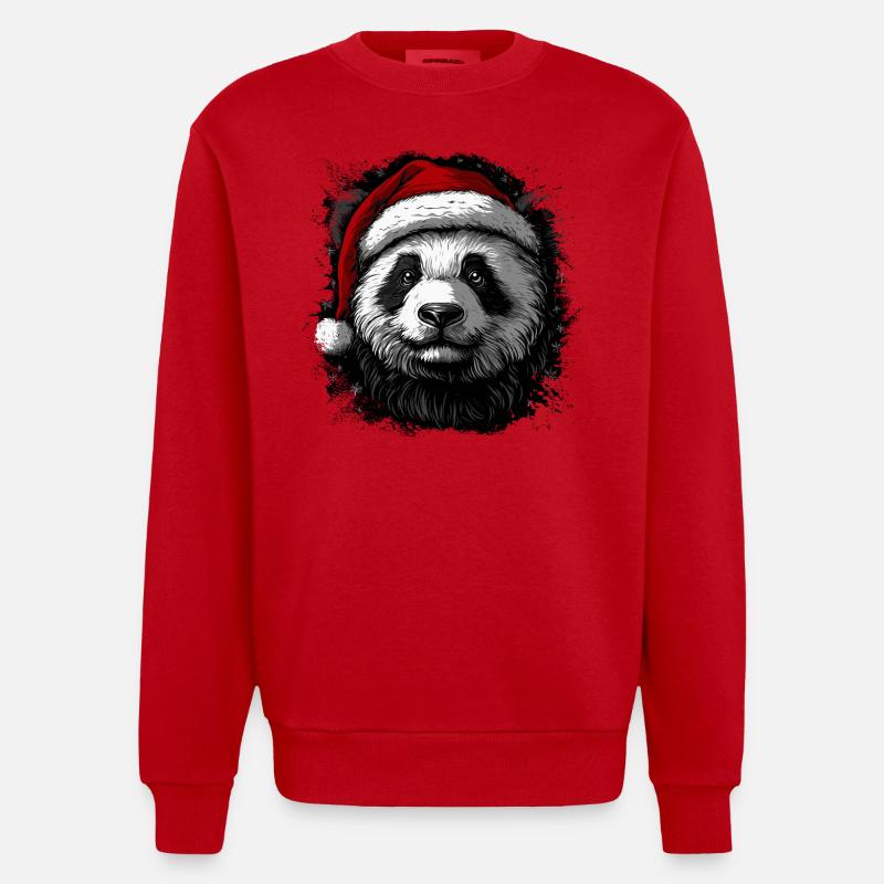 Panda de Noël - Sweat bio épais oversize fabriqué en UE - rouge