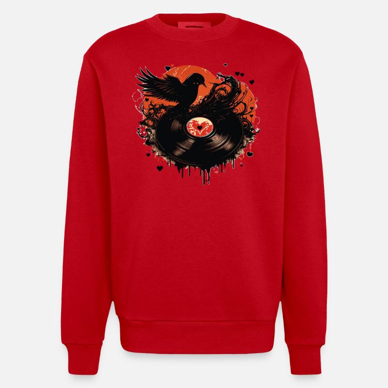 Schallplatten Liebe - Heavyweight Oversized Organic Crew Neck Made in EU - Rot