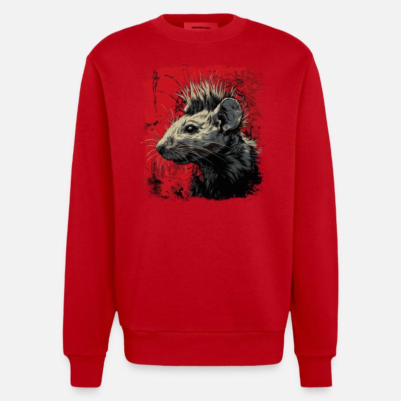 Punkrock Ratte - Heavyweight Oversized Organic Crew Neck Made in EU - Rot