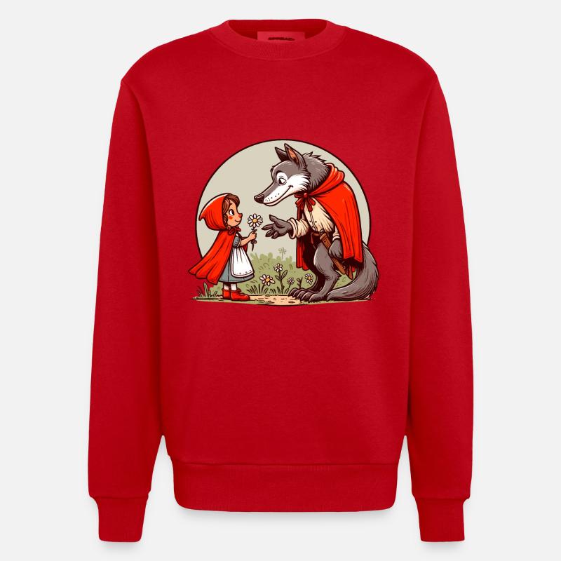 Rotkäppchen Märchen Wolf Niedlich Märchenfigur - Heavyweight Oversized Organic Crew Neck Made in EU - Rot