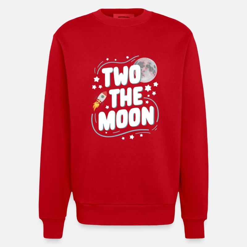 Second Birthday Space Celebration - Heavyweight Oversized Organic Crew Neck Made in EU - red