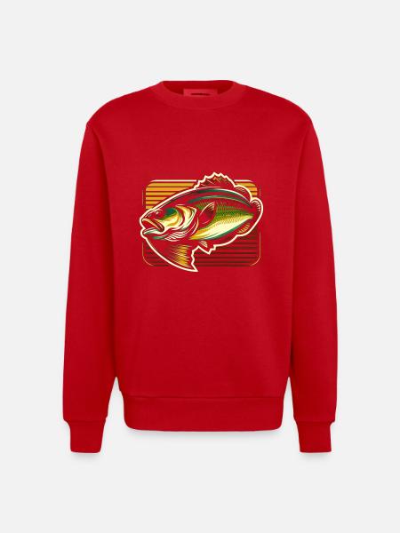 Bass Fish - Heavyweight Oversized Organic Crew Neck Made in EU - red