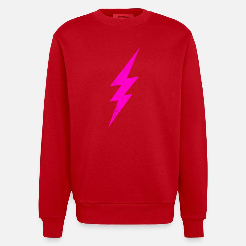 Leuchtender Pinker Blitz - Heavyweight Oversized Organic Crew Neck Made in EU - Rot