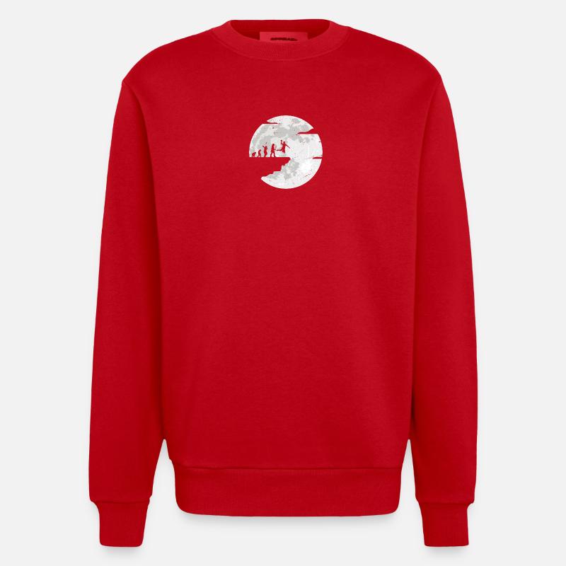Moon Evolution Celebration - Heavyweight Oversized Organic Crew Neck Made in EU - red