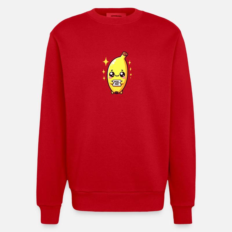 "Peel Me" - Banana - Heavyweight Oversized Organic Crew Neck Made in EU - red