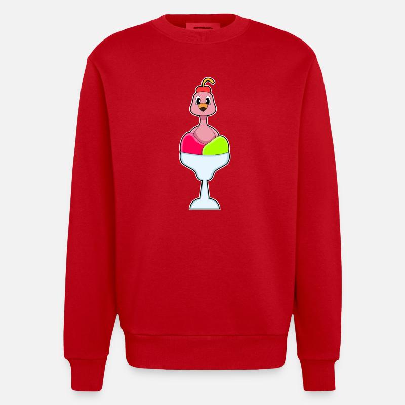 Flamingo Eisbecher - Heavyweight Oversized Organic Crew Neck Made in EU - Rot