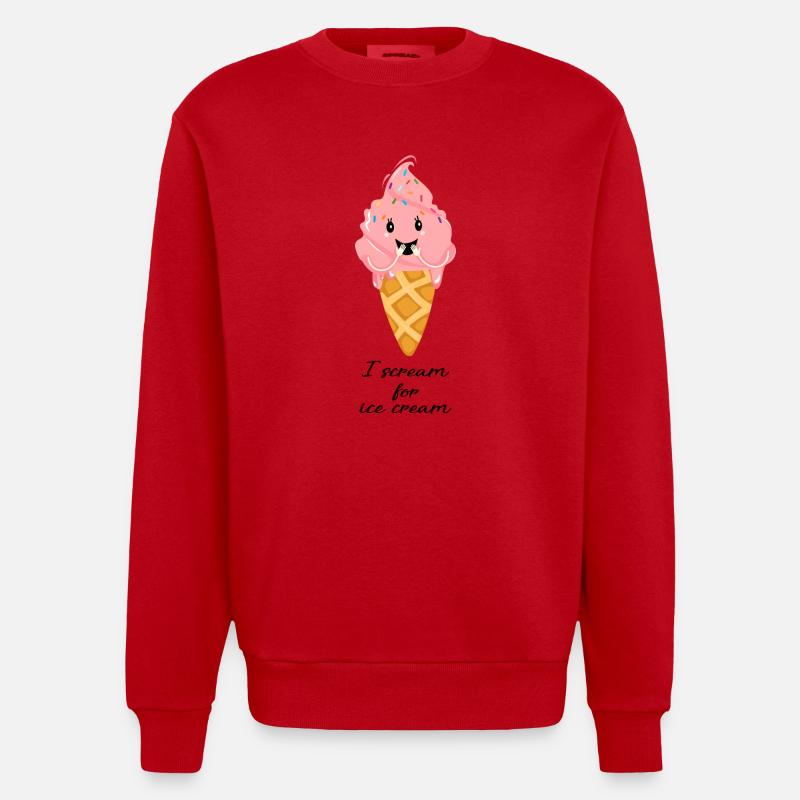 Crier pour la crème glacée - Sweat bio épais oversize fabriqué en UE - rouge