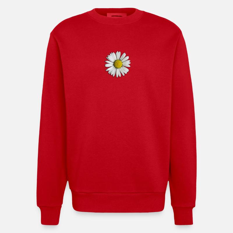 Gänseblümchen - Blume - Heavyweight Oversized Organic Crew Neck Made in EU - Rot