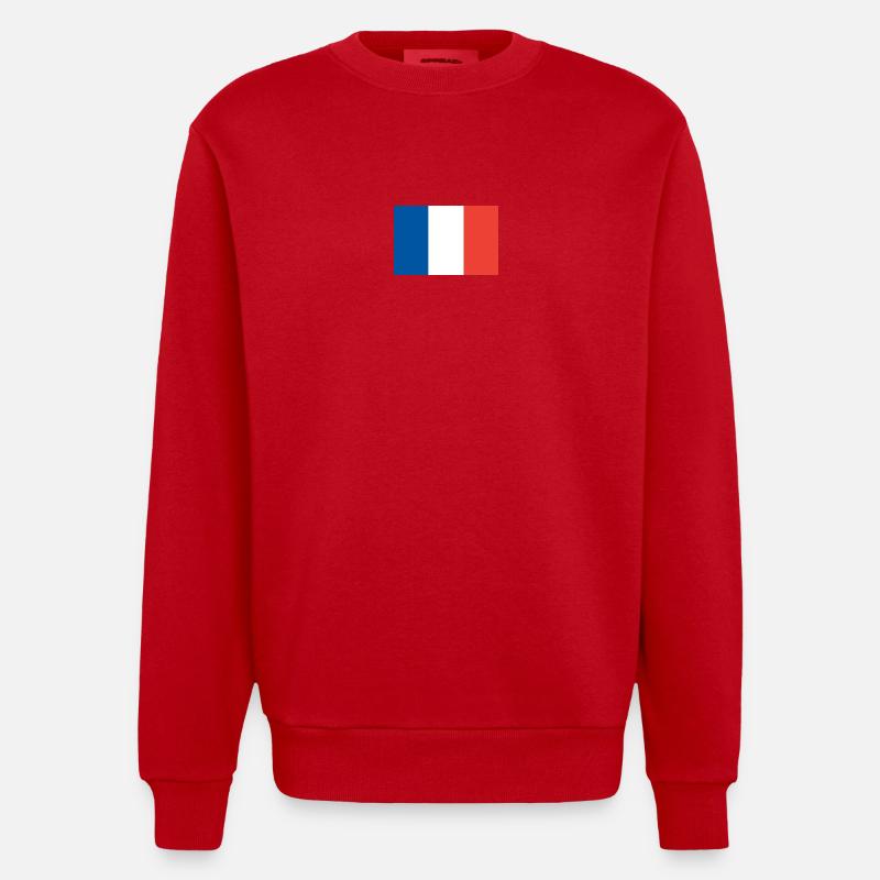 Frankreich, Flagge - Heavyweight Oversized Organic Crew Neck Made in EU - Rot