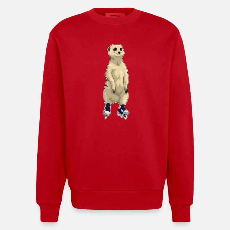 Erdmännchen Inline skating Inline skates - Heavyweight Oversized Organic Crew Neck Made in EU - Rot