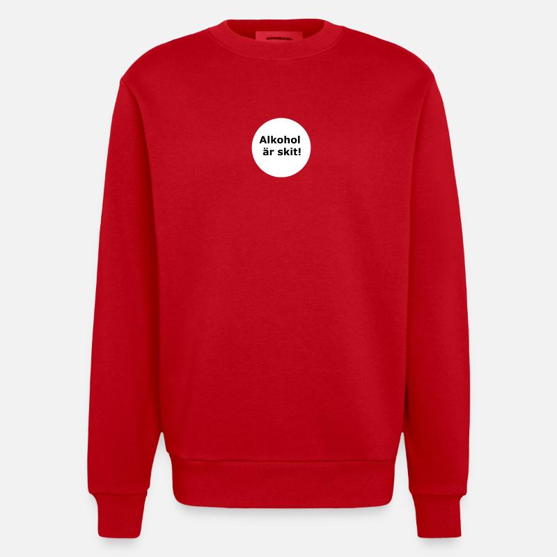 L’alcool, c’est nul (cercle blanc) - Sweat bio épais oversize fabriqué en UE - rouge