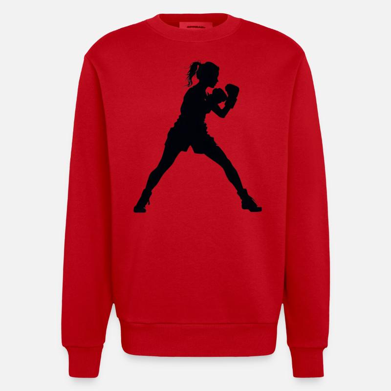 Frau Mädchen Boxen - Heavyweight Oversized Organic Crew Neck Made in EU - Rot