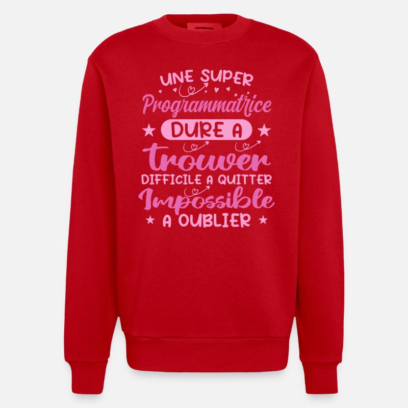 Une Super Programmatrice - Cadeau programmatrice - Sweat bio épais oversize fabriqué en UE - rouge