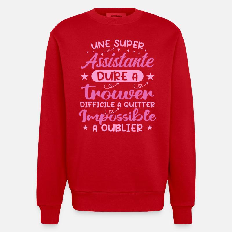 A Super Assistant - Assistant Gift - Heavyweight Oversized Organic Crew Neck Made in EU - red