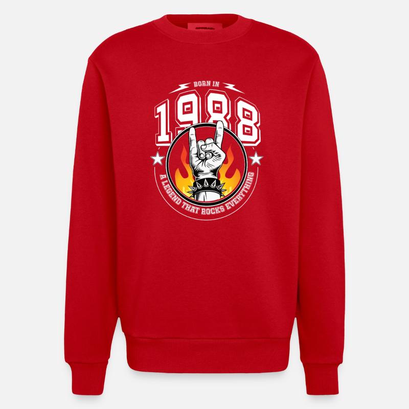 1988 Birthday, rocks everything - Heavyweight Oversized Organic Crew Neck Made in EU - red