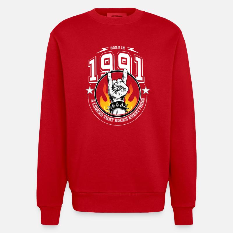 1991 Birthday, rocks everything - Heavyweight Oversized Organic Crew Neck Made in EU - red