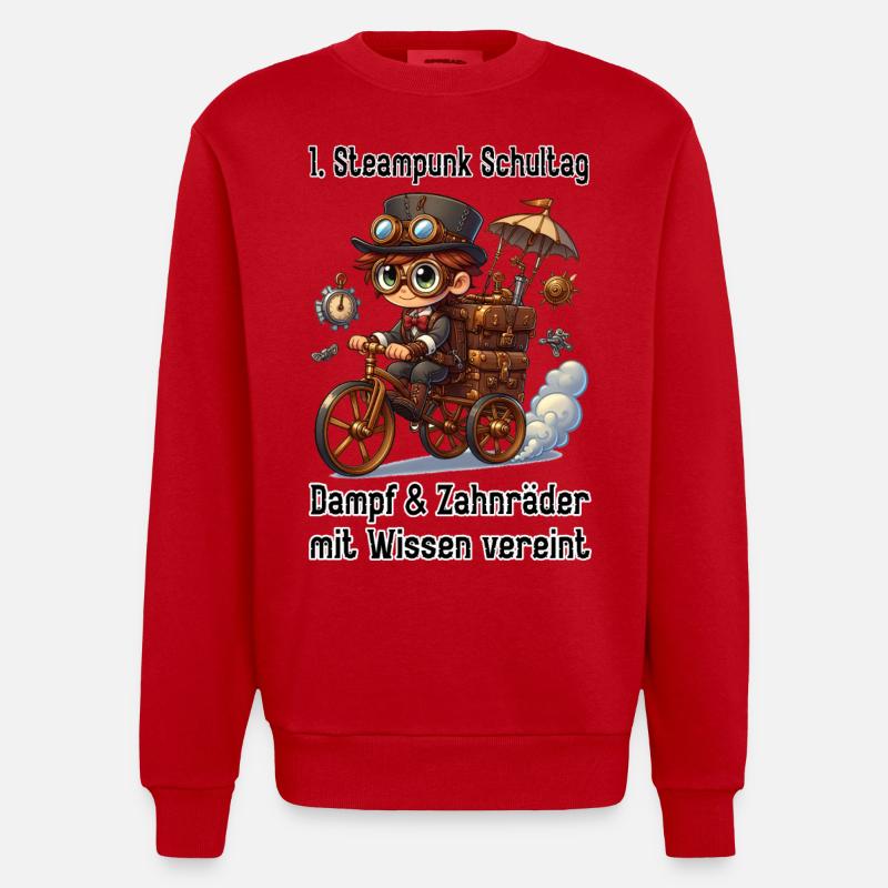 Première journée d’école Steampunk - Sweat bio épais oversize fabriqué en UE - rouge