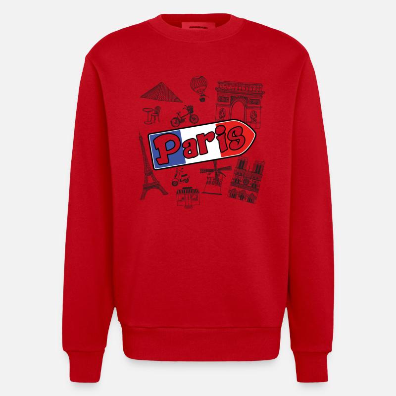 I love Paris - Sweat bio épais oversize fabriqué en UE - rouge