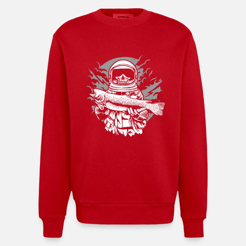 Pêche astronaute - Sweat bio épais oversize fabriqué en UE - rouge