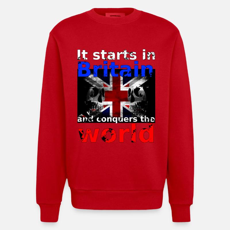 Britain - Heavyweight Oversized Organic Crew Neck Made in EU - red