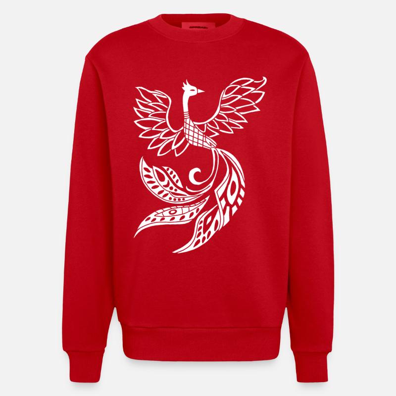 Weißer Phönixvogel - Heavyweight Oversized Organic Crew Neck Made in EU - Rot