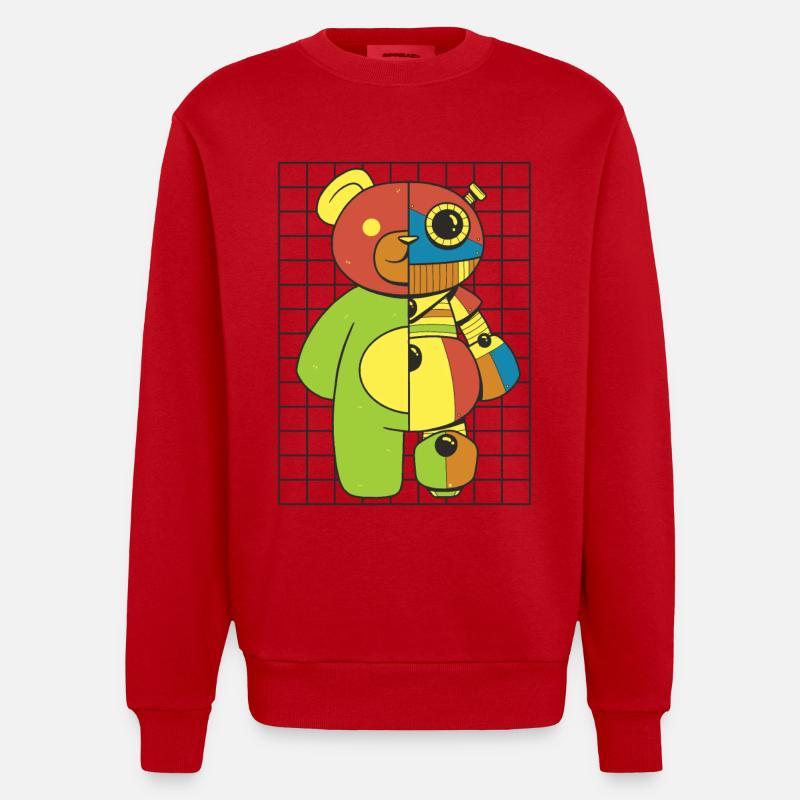Teddybär, Roboter - Heavyweight Oversized Organic Crew Neck Made in EU - Rot