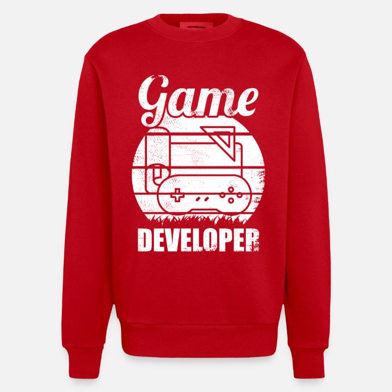 Games Developer - Heavyweight Oversized Organic Crew Neck Made in EU - red