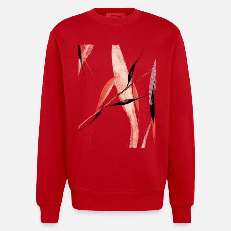 Branches de saule abstraites - Sweat bio épais oversize fabriqué en UE - rouge