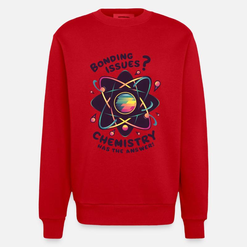 Bonding Issues? Chemistry Has the Answer - Heavyweight Oversized Organic Crew Neck Made in EU - red