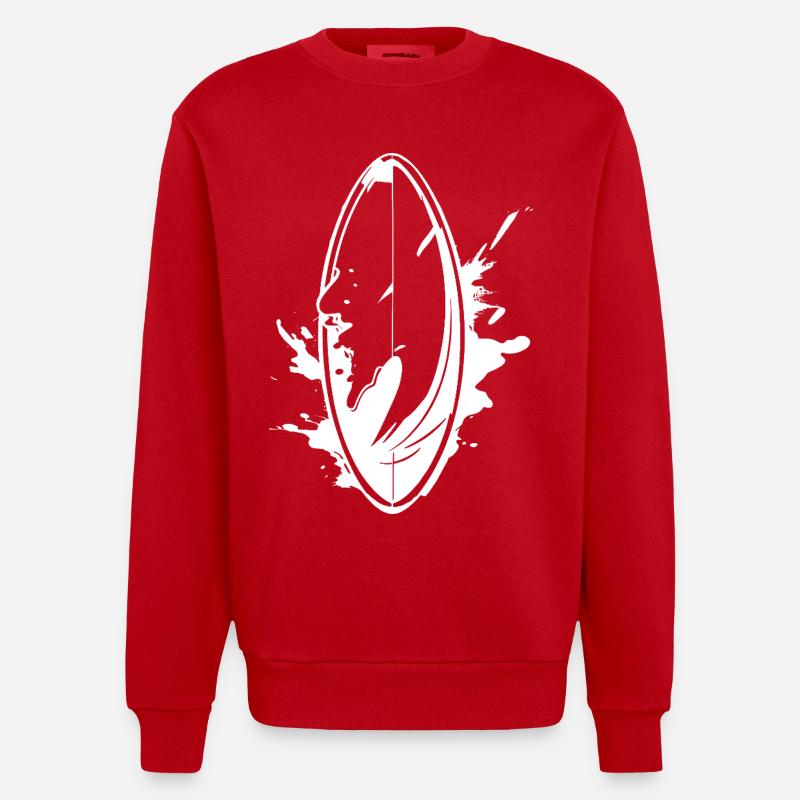 Surfbrett Graffiti - Heavyweight Oversized Organic Crew Neck Made in EU - Rot
