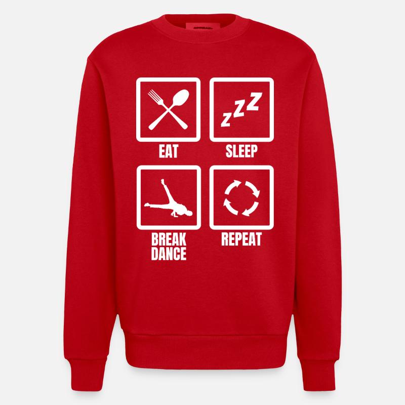Eat Sleep Break Dance Repeat - Heavyweight Oversized Organic Crew Neck Made in EU - red