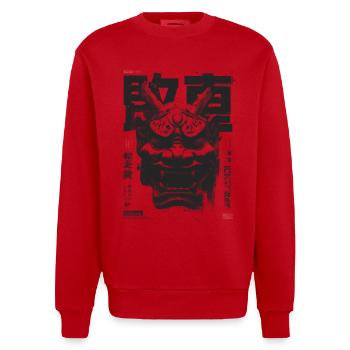 Oni MAsk - Heavyweight Oversized Organic Crew Neck Made in EU - Rot - Vorne - AI Model Female 172 light (172cm) & AI Model Male 178 light (178cm)