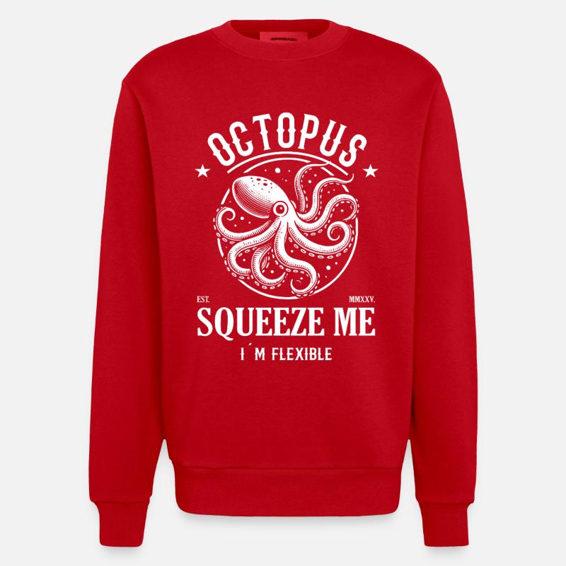 Kraken Design – Serrez-moi, je suis flexible - Sweat bio épais oversize fabriqué en UE - rouge