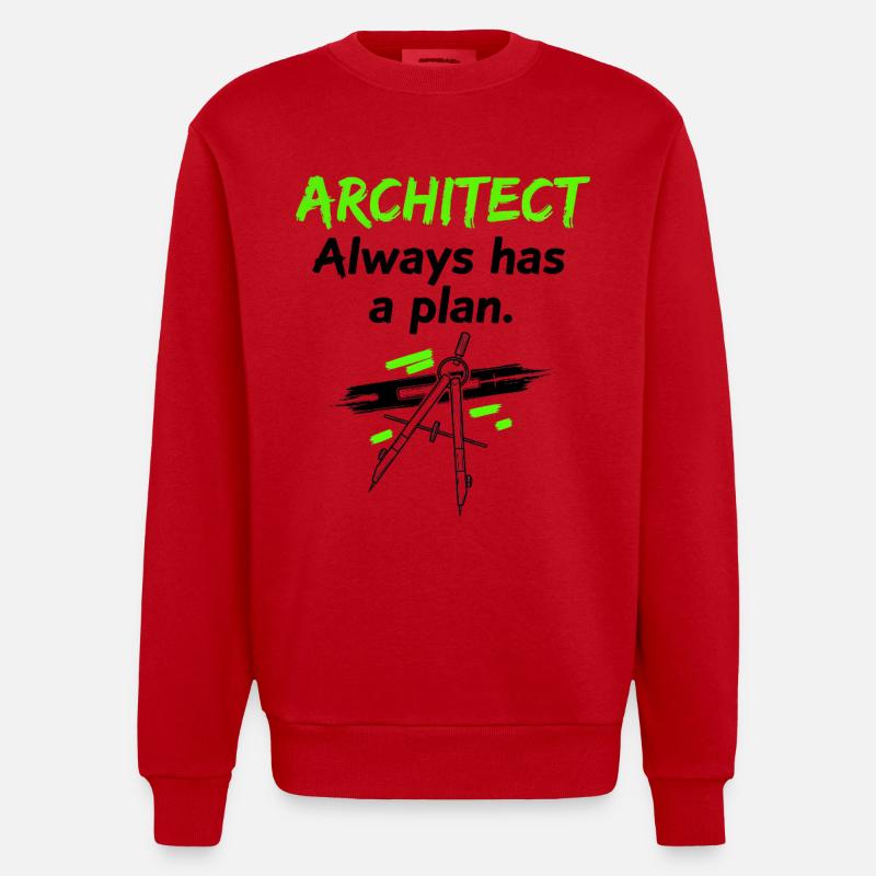 Architect with a plan - Heavyweight Oversized Organic Crew Neck Made in EU - red