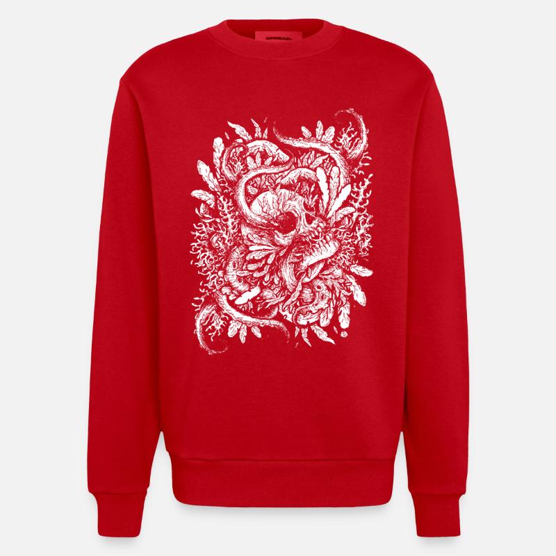 Le crâne noyé - Sweat bio épais oversize fabriqué en UE - rouge