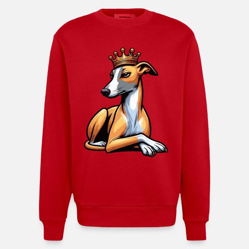 Whippet Greyhound Whippets Propriétaire de lévrier - Sweat bio épais oversize fabriqué en UE - rouge